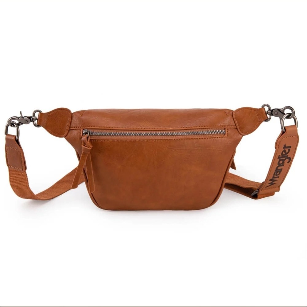 Wrangler‎ Sling Bag Crossbody Fanny Pack Light Brown Wide Strap NWT - Picture 2 of 4